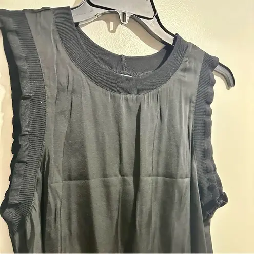Black Ruffled Boxy Tank Top Satin (991) Size L