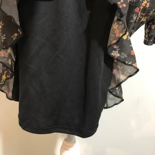 Ophelia Roe NWT Black Floral Long Sleeve Dress New