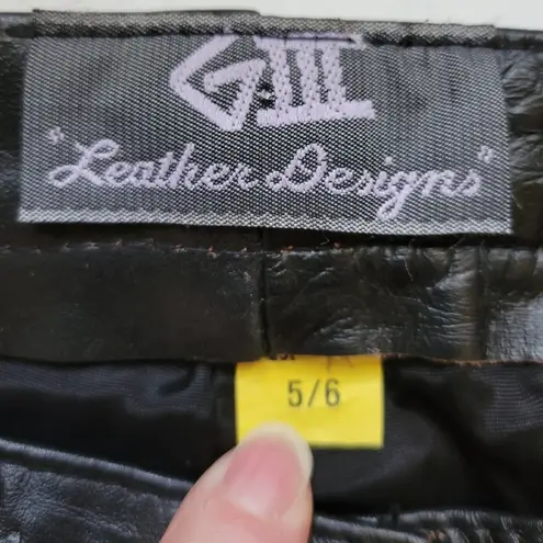 Vintage GIII Leather Designs Black Leather Mini Skirt Woman's 5/6 Rocker Punk Black
