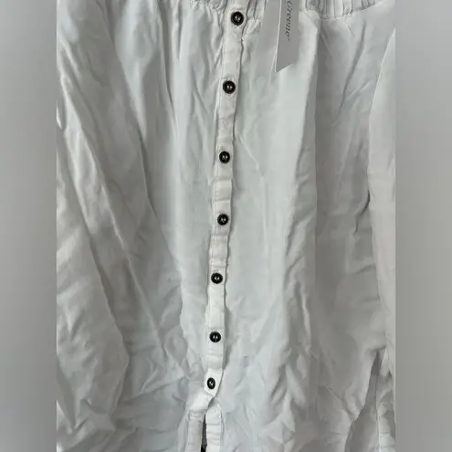 Grand & Greene White Blouse Button Down Long Sleeve Top Small