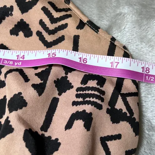 Three Pink Hearts Aztec Tribal Print Dress Womens Large Taupe Black Racerback