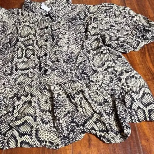 Live 4 Truth Women’s Top Shirt Black Cream White Boa Snake Animal Print Sz XL