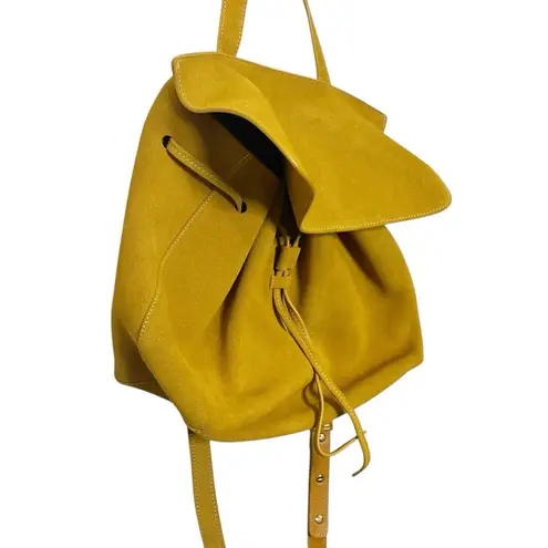 Mansur Gavriel Lady Bag Mustard Yellow Suede Top Handle Adjustable Strap
