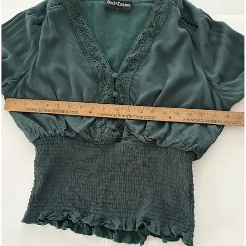 Scarlet Darkness Top Size Large Green Peasant Dark Romance Renaissance Goth