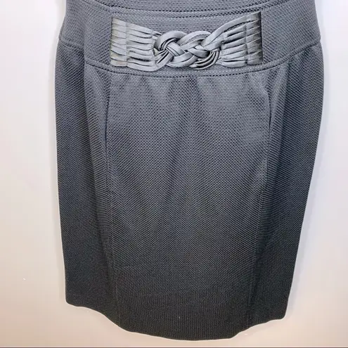 David Meister Black Textured Sheath Dress with a Waist Knot Detail