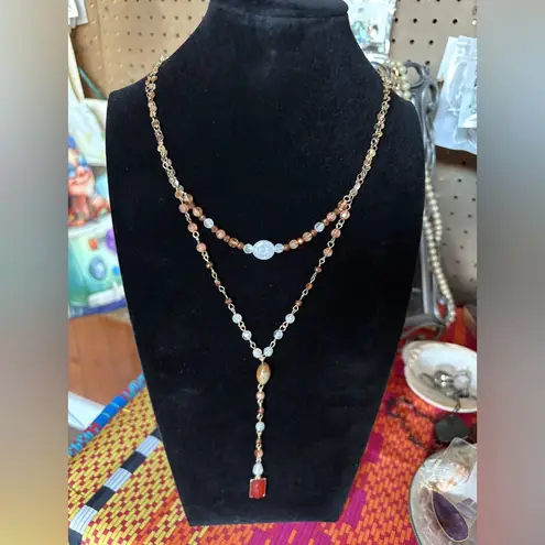 The Pioneer Woman Gold and Turquoise Necklace with Beaded Charm