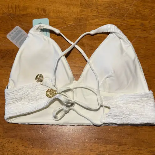 Luli Fama Ivory BULERIA HALTER CROSS BACK BUSTIER TOP Bikini