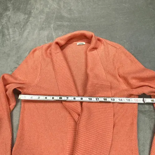 L.L.Bean Sweater Women's S/M Orange Coral Long Sleeve Shawl Collar Open Front