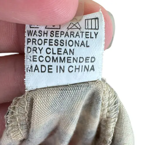 Blooming Jelly Tan Black Leopard Print Lightweight 3/4 Sleeve T-Shirt Size L