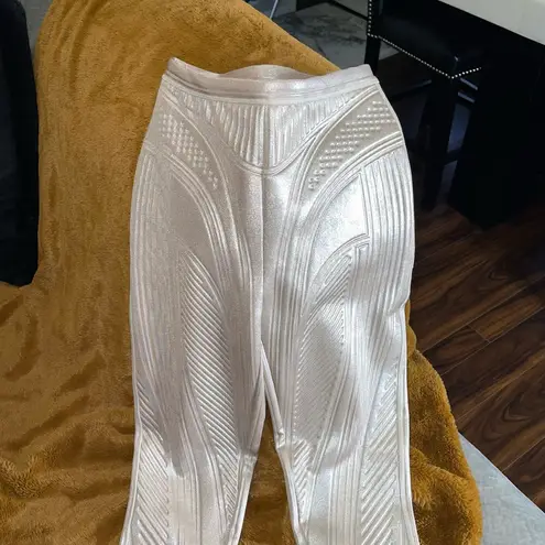 Mugler Embossed Leggings in Pearl Beige Size 4