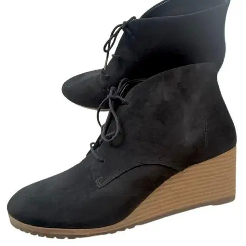Dr. Scholl's 10 Ceelia faux suede wedge lace up ankle boot 2587 Black