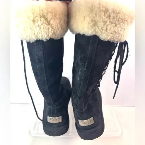 UGG  9 Genuine Sheepskin Shearling n Suede Tall Lace Up Boots Style 5163