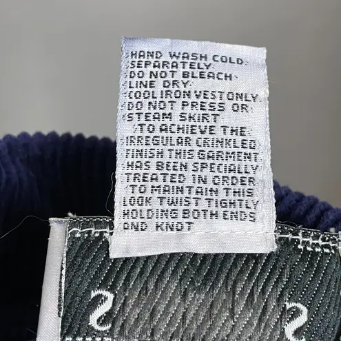 Vintage 90s Dress Floral Rayon Skirt Corduroy Vest Momcore Retro Sleeveless Blue Size M