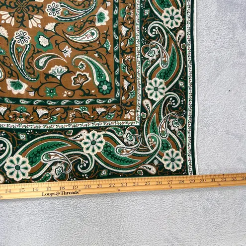 Vtg. Accompli 100% Silk Scarf Green Brown Paisley Floral Square Made In Japan