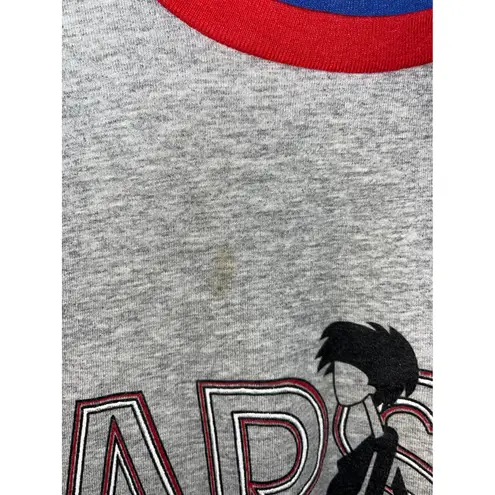 Vintage Varsity Team Cheerleader Graphic Long Sleeve Color Block Sweatshirt Gray Size M