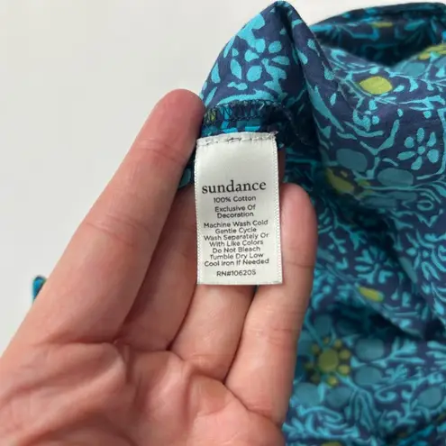 Sundance Turquoise Print Lightweight Cotton Slim Leg Cargo Lounge Pant S Green