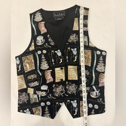 Nicole Miller  1995 Novelty Wedding Bridal Print 100% Silk Black Vest Size Large