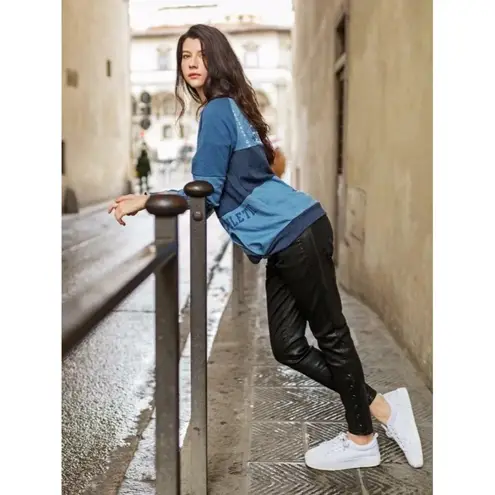 NWT GAP 1969 Inner Cozy Legging in Black Orbit Coated Side Snap Stretch Jeans 27