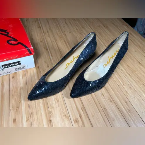 Impo Vintage 90’s Pointed Toe Black Sequin Heels Size 9.5