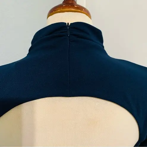 ZARA  New Women Midnight Blue Long Sleeves High Collard Open Twisted Back Size M