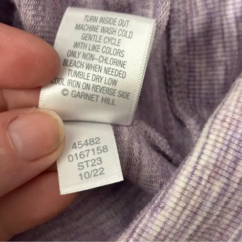 Garnet Hill Tencel Lyocell Blend Cowl Neck Sweater Purple Stripe Lightweight Lg