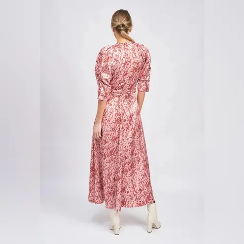 En Saison Selah Satin Floral Midi Dress in Pink Spice Size Small NWT