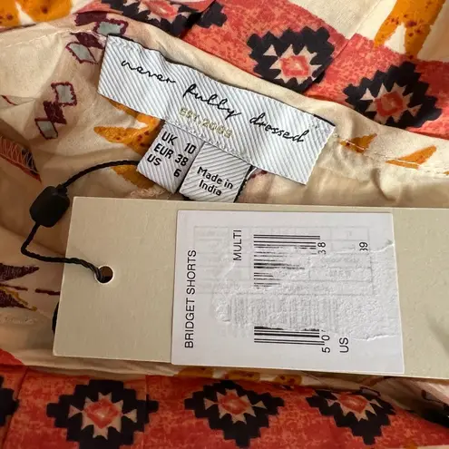 Never Fully Dressed Bridget Shorts Cream Multi Paperbag Waist US 6 New Red