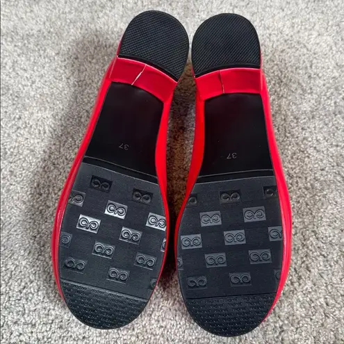 Women’s Red Chunky Heel Mary Jane Pumps Cute Bow & Hearts Round Toe Size 6 Red