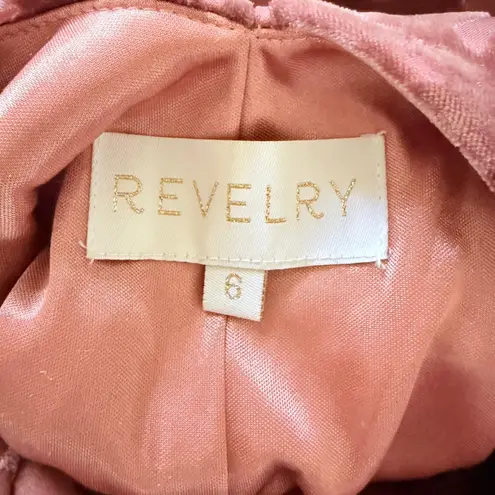 Revelry Athena Dusty Rose Floral Burnout Velvet Halter Bias Cut Formal Dress 6 Pink