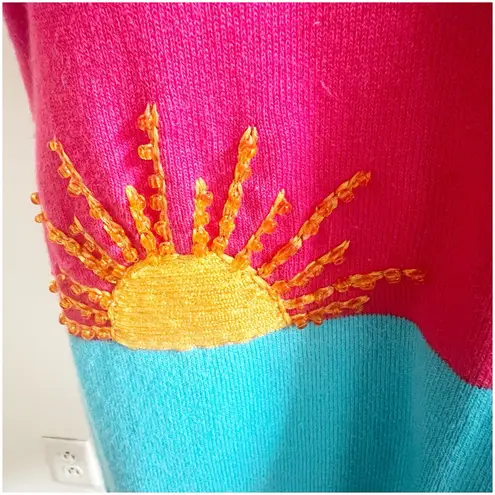 The Quacker Factory Beach Cardigan Short Sleeve Women Large Sun Sequin Beaded