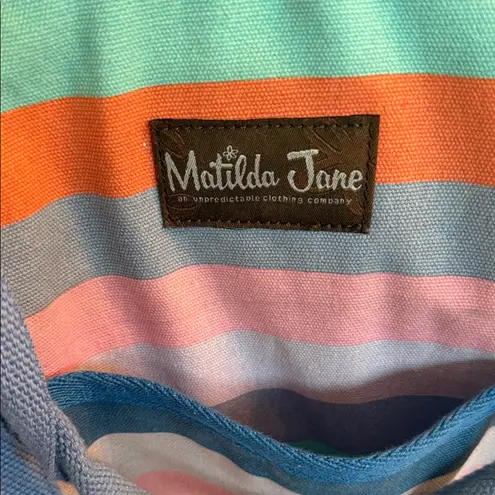 Matilda Jane floral Multicolor Striped weekender canvas Tote **holds tons!** - Image 3