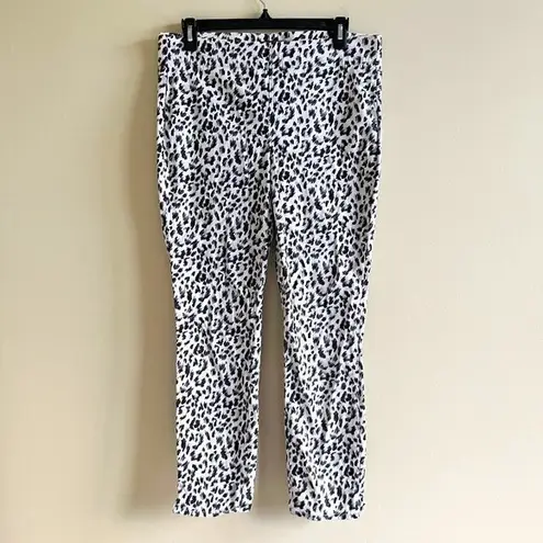 NYDJ Pull-On Denim Animal Print Skinny Ankle Jeans In Sateen With Slit Size 6