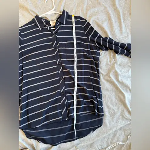 Andrea Jovine Blue Button Down Shirt Top Medium Business Casual Classic Striped