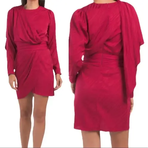 Ronny Kobo Shanaya Draped Dress with Cape Burgundy Cherry Red Size S