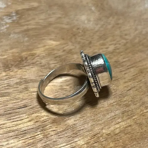 Sterling Silver Turquoise Flower 925  Ring