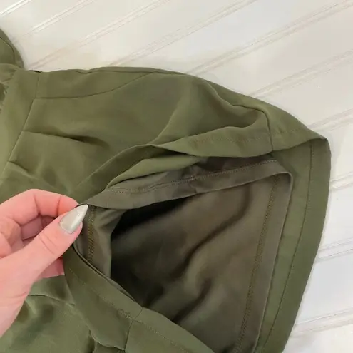 Miss Avenue Women Green Pleated Long Sleeve Pocket Button Romper Size L