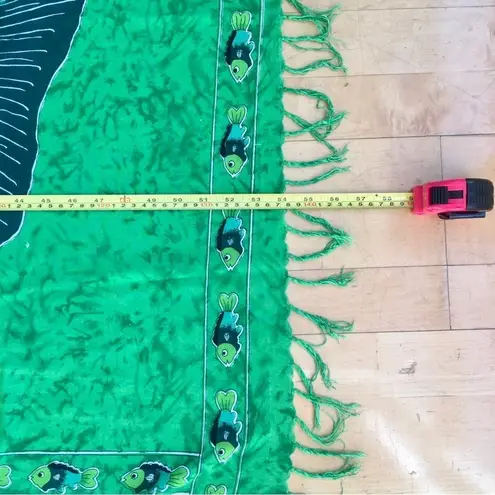 Colorful, Artistic Fish, Pisces Fringe Scarf, Green, Blue Green