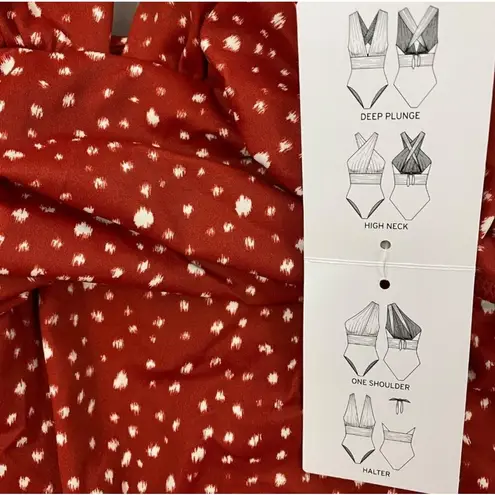 Chelsea28 NWT Women's Small Red Polka Dot Deep Plunge One-Piece Swimsuit