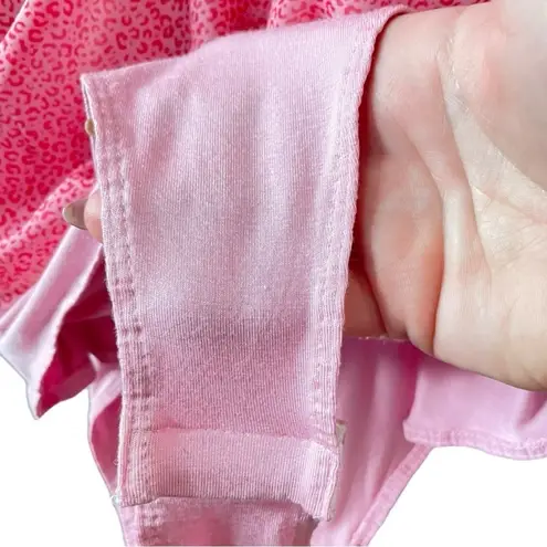 Peach Love California Peach Love Pink Leopard Print Chiffon Bodysuit Medium Strappy Off The Shoulder