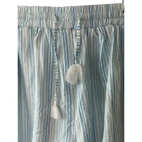 BCBGeneration  Blue & White Striped High-Waisted Tassel Shorts Sz Medium NEW