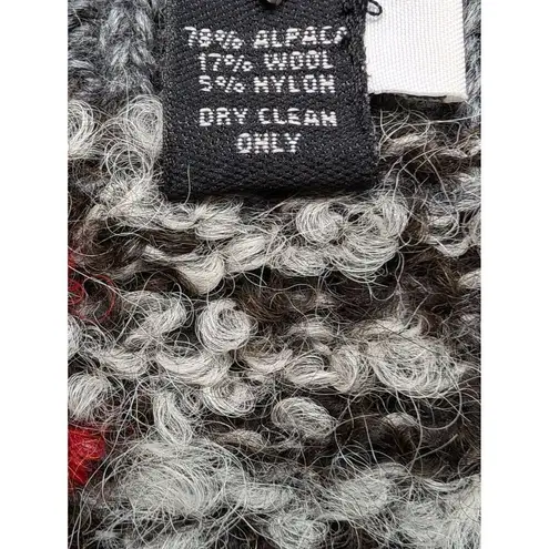 Tabask Patchwork Cardigan Handmade Alpaca Wool Lagenlook Sweater Jacket Size S Red