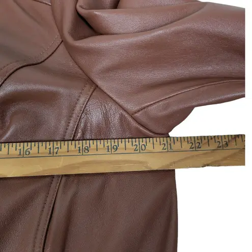 Denim & Co  brown leather full zip jacket Large