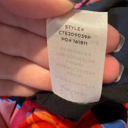 Lulus Island Floral Print Wide Leg Pants Colorful Tropical High Waist Side Zip L Black Size L