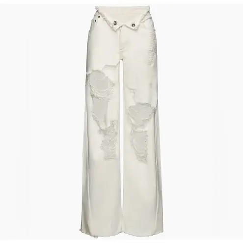NWT SER.O.YA Ollie Distressed WideLeg Jeans White Sz 27 $275