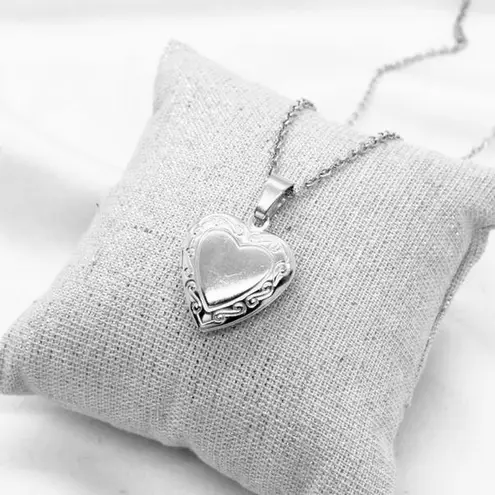 Silver Heart Locket Necklace