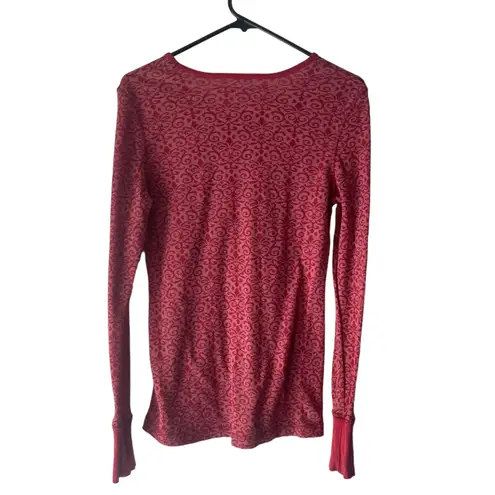 Aventura Women's Size Medium Red Fair Isle Thermal Long Sleeve Shirt