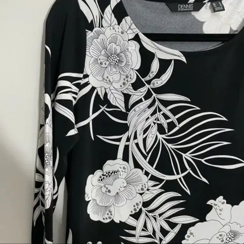 Dennis Basso Printed Caviar Crepe 3/4-Sleeve Tunic Size Small