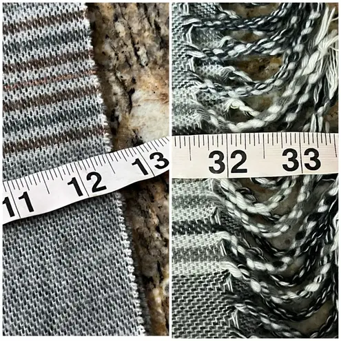 Italian Design Cashmere Feel Plaid Scarf Gray Tartan Fringe Wrap Unisex Preppy