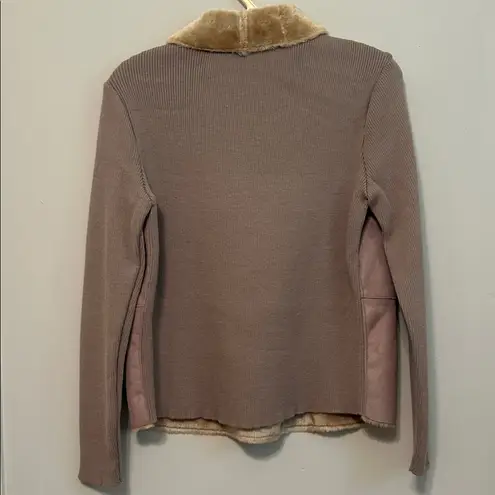 Jaclyn Smith Women’s  Tan Teddy Jacket with Faux Fur Collar