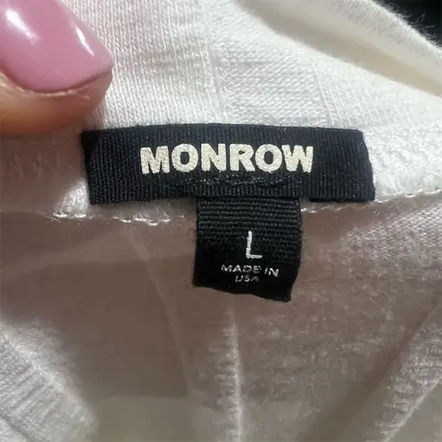 Monrow Women's White Ribbed Knit Bodysuit Size L Mock Neck Short Sleeve Size L